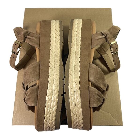 UGG Women’s NEUSCH Chestnut Suede Platform Espadrilles Sandals Size 9 New - Picture 6 of 8